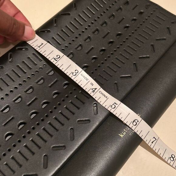 Kate Spade Perforated Leather Envelope Clutch Black Laser Cut Small Bag Preppy - Picture 12 of 14